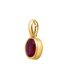 10K YELLOW GOLD 1.00CT OVAL RUBY DIAMOND LADIES PENDANT