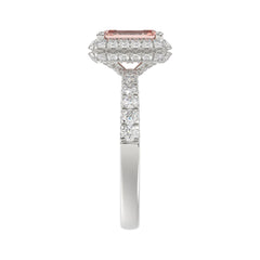 ETERNAL BLUSH COLLECTION 14K WHITE GOLD 4.00CT ROUND/EMERALD DIAMOND LADIES RING (CENTER STONE PINK EMERALD DIAMOND 3CT)