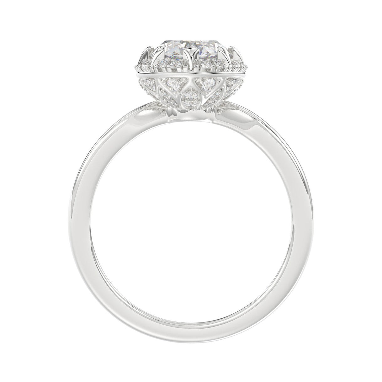 14K WHITE GOLD 2 1/4CT ROUND/OVAL DIAMOND LADIES RING