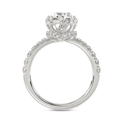 14K WHITE GOLD 2 1/2CT ROUND/OVAL DIAMOND LADIES RING (CENTER STONE OVAL DIAMOND 2CT)