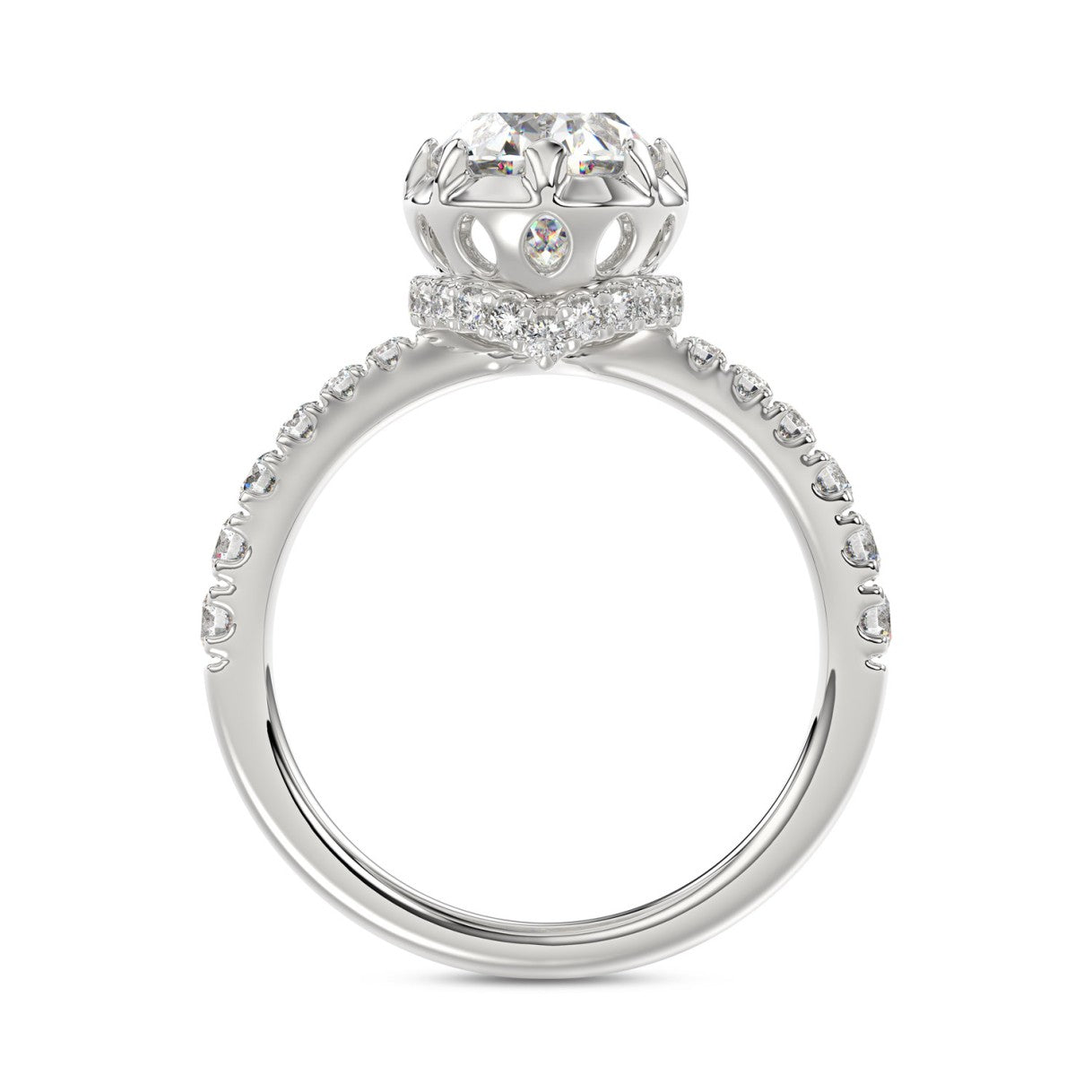 14K WHITE GOLD 2 1/2CT ROUND/OVAL DIAMOND LADIES RING (CENTER STONE OVAL DIAMOND 2CT)