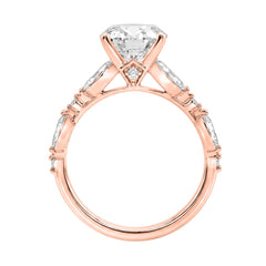 14K ROSE GOLD 4.00CT ROUND/OVAL/MARQUISE DIAMOND LADIES RING (CENTER STONE OVAL DIAMOND 3 1/2CT)