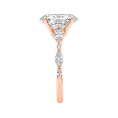 14K ROSE GOLD 4.00CT ROUND/OVAL/MARQUISE DIAMOND LADIES RING (CENTER STONE OVAL DIAMOND 3 1/2CT)
