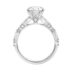 14K WHITE GOLD 4.00CT ROUND/OVAL/MARQUISE DIAMOND LADIES RING (CENTER STONE OVAL DIAMOND 3 1/2CT)