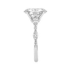 14K WHITE GOLD 4.00CT ROUND/OVAL/MARQUISE DIAMOND LADIES RING (CENTER STONE OVAL DIAMOND 3 1/2CT)