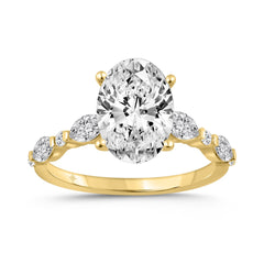 14K YELLOW GOLD 4.00CT ROUND/OVAL/MARQUISE DIAMOND LADIES RING