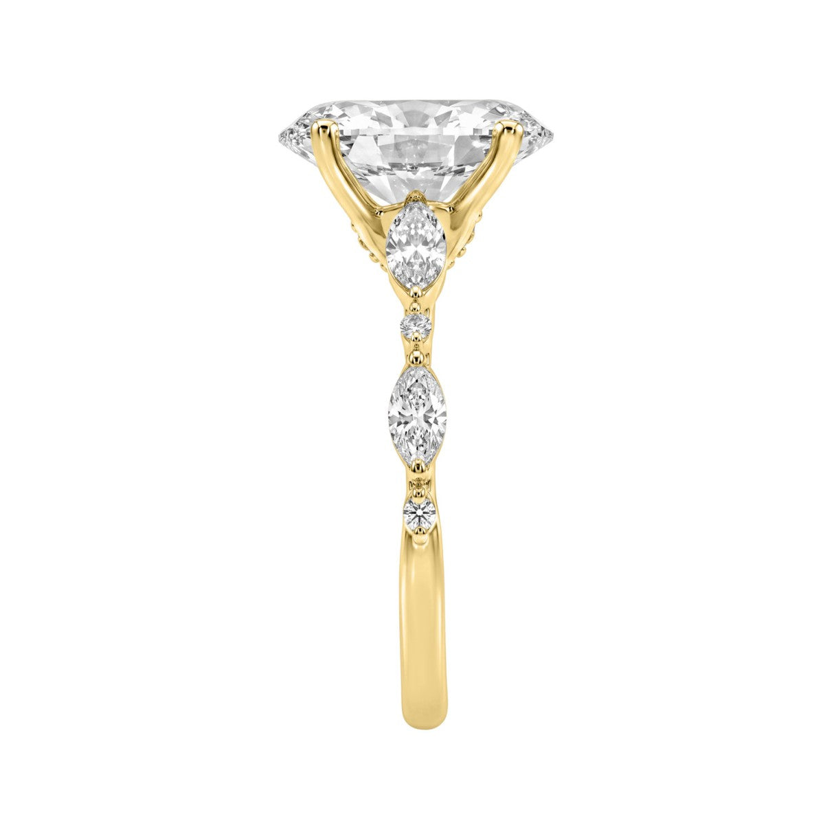 14K YELLOW GOLD 4.00CT ROUND/OVAL/MARQUISE DIAMOND LADIES RING