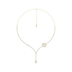 14K YELLOW GOLD 4.00CT ROUND/PEARL/PEAR DIAMOND LADIES NECKLACE