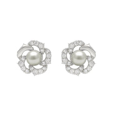 10K White Gold 1/4Ct Round Diamond & Pearl Drop Earrings For Women Classic Luxury Jewelry (Color F-G -Clarity Vs1/Vs2)