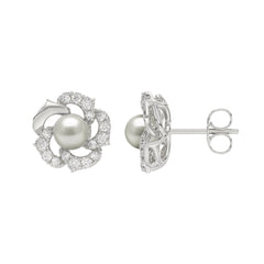 10K White Gold 1/4Ct Round Diamond & Pearl Drop Earrings For Women Classic Luxury Jewelry (Color F-G -Clarity Vs1/Vs2)
