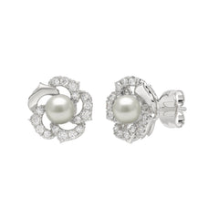 10K White Gold 1/4Ct Round Diamond & Pearl Drop Earrings For Women Classic Luxury Jewelry (Color F-G -Clarity Vs1/Vs2)