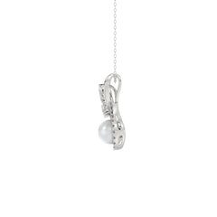 14K WHITE GOLD 1/2CT PEAR/ROUND/MARQUISE/PEARL DIAMOND LADIES PENDANT WITH CHAIN