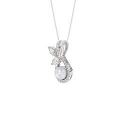 14K WHITE GOLD 1/2CT PEAR/ROUND/MARQUISE/PEARL DIAMOND LADIES PENDANT WITH CHAIN