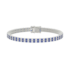 14K WHITE GOLD 5 3/4CT ROUND/ROUND BLUE SAPPHIRE DIAMOND LADIES BRACELET