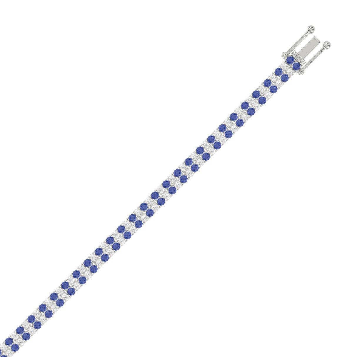 14K WHITE GOLD 5 3/4CT ROUND/ROUND BLUE SAPPHIRE DIAMOND LADIES BRACELET