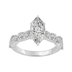 14K WHITE GOLD 2 3/4CT ROUND/MARQUISE DIAMOND LADIES RING (CENTER STONE MARQUISE DIAMOND 2CT)