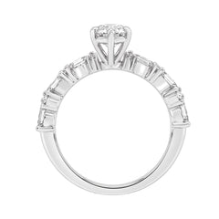 14K WHITE GOLD 2 3/4CT ROUND/MARQUISE DIAMOND LADIES RING (CENTER STONE MARQUISE DIAMOND 2CT)