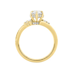 14K YELLOW GOLD 2 1/4CT ROUND/MARQUISE DIAMOND LADIES RING (CENTER STONE MARQUISE DIAMOND 2CT)
