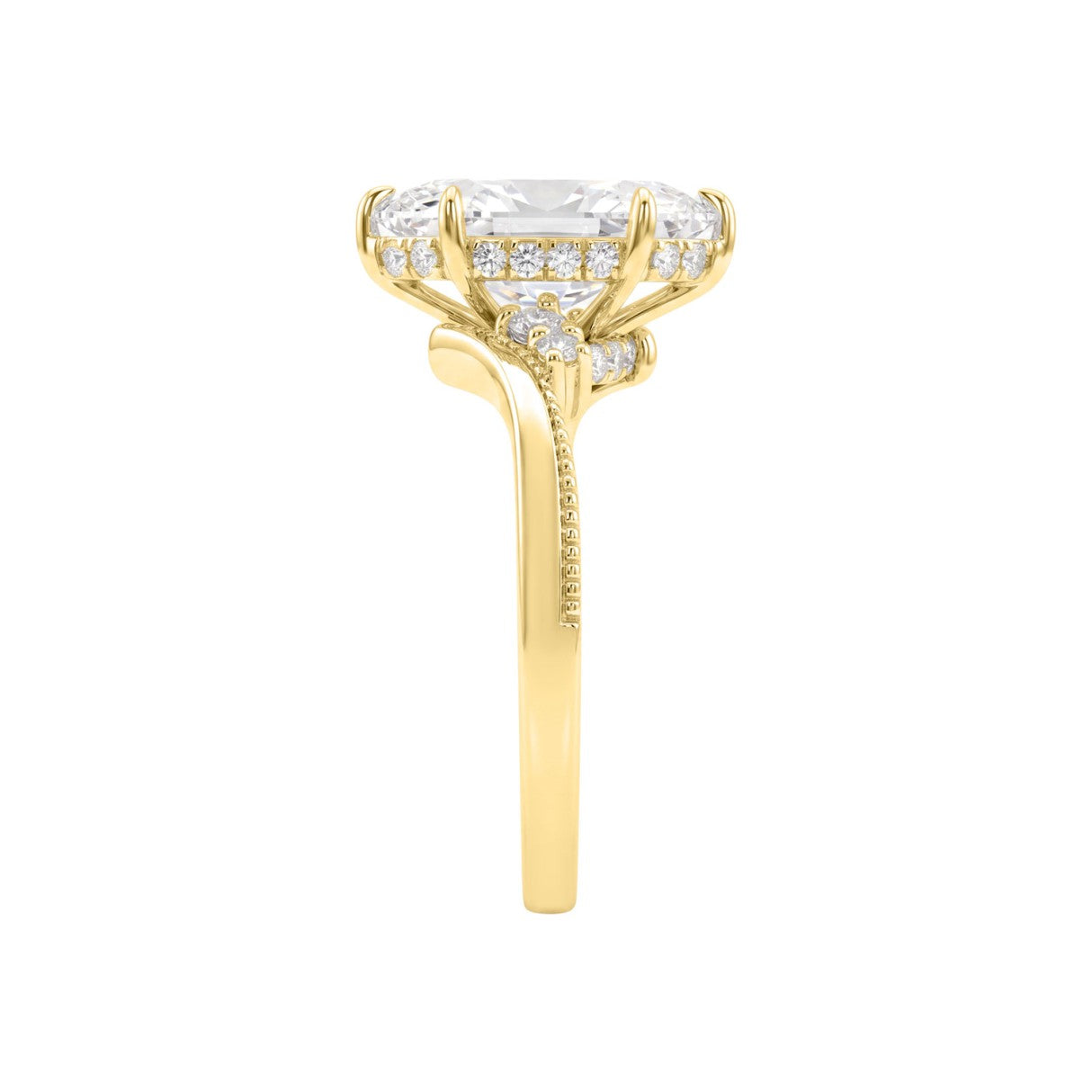 14K YELLOW GOLD 2 1/4CT ROUND/MARQUISE DIAMOND LADIES RING (CENTER STONE MARQUISE DIAMOND 2CT)