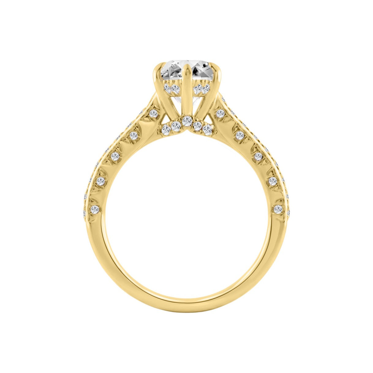 14K YELLOW GOLD 2 1/2CT ROUND/MARQUISE DIAMOND LADIES RING (CENTER STONE MARQUISE DIAMOND 2CT)