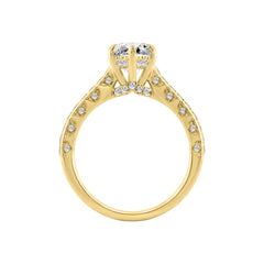 14K YELLOW GOLD 2 1/2CT ROUND/MARQUISE DIAMOND LADIES RING (CENTER STONE MARQUISE DIAMOND 2CT)
