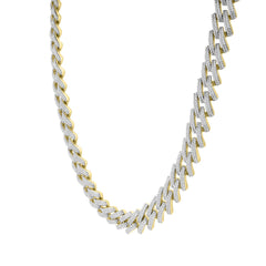 14K YELLOW GOLD 4.00CT ROUND DIAMOND MEN'S NECKLACE
