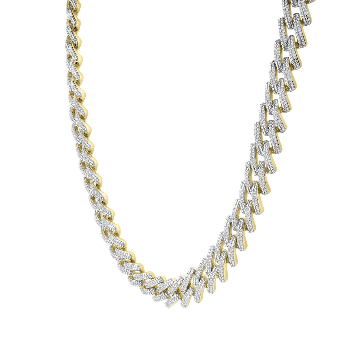 14K YELLOW GOLD 4.00CT ROUND DIAMOND MEN'S NECKLACE