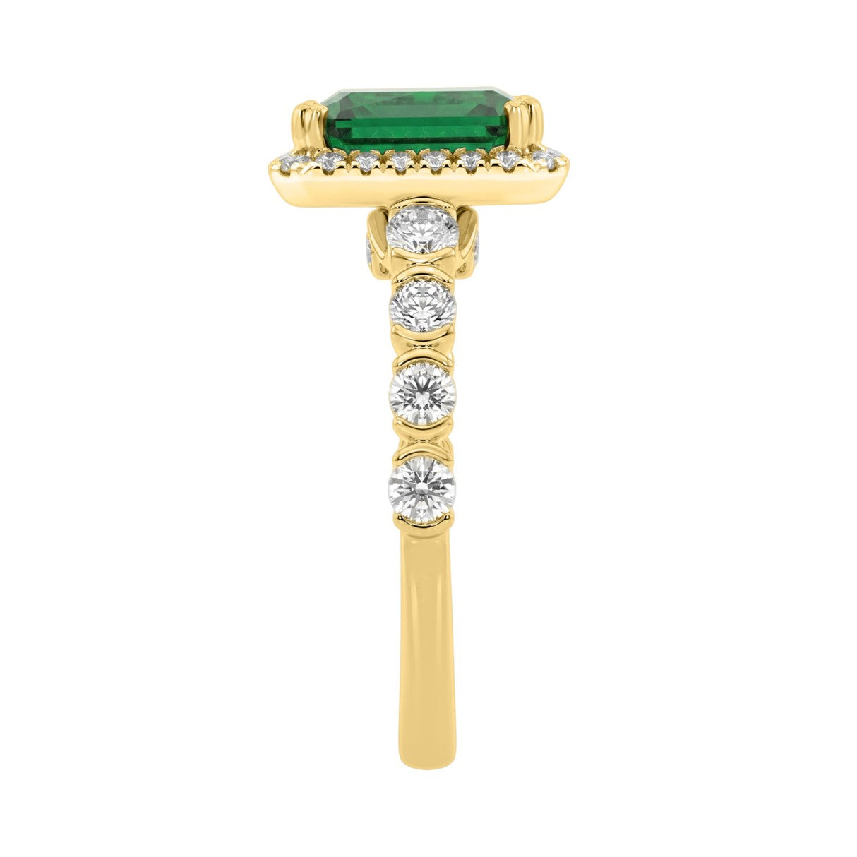 14K YELLOW GOLD 3 1/4CT ROUND/EMERALD DIAMOND LADIES RING (CENTER STONE GREEN EMERALD  DIAMOND 2 1/2CT)