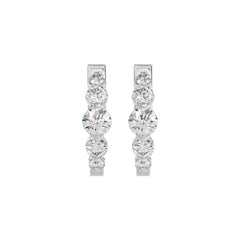 14K WHITE GOLD 2.00CT ROUND DIAMOND LADIES HOOPS EARRINGS
