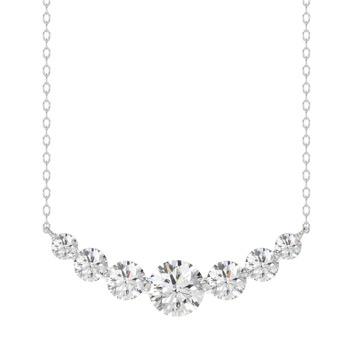 14K WHITE GOLD 1 3/4CT ROUND DIAMOND LADIES NECKLACE