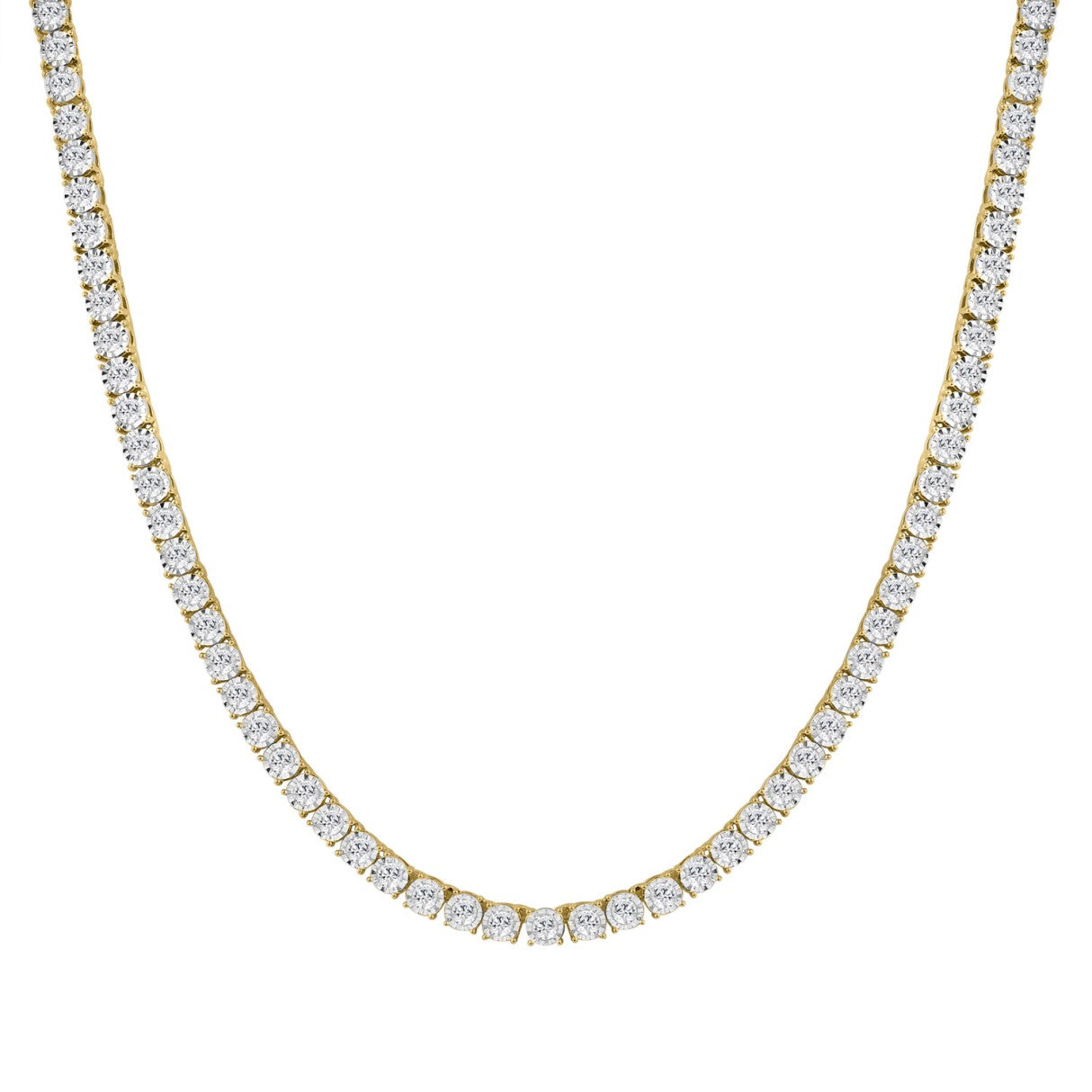 14K YELLOW GOLD 12.00CT ROUND DIAMOND MEN'S NECKLACE