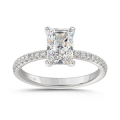 14K WHITE GOLD 1 3/4CT ROUND/RADIANT DIAMOND LADIES RING (CENTER STONE RADIANT DIAMOND 1 1/2CT)