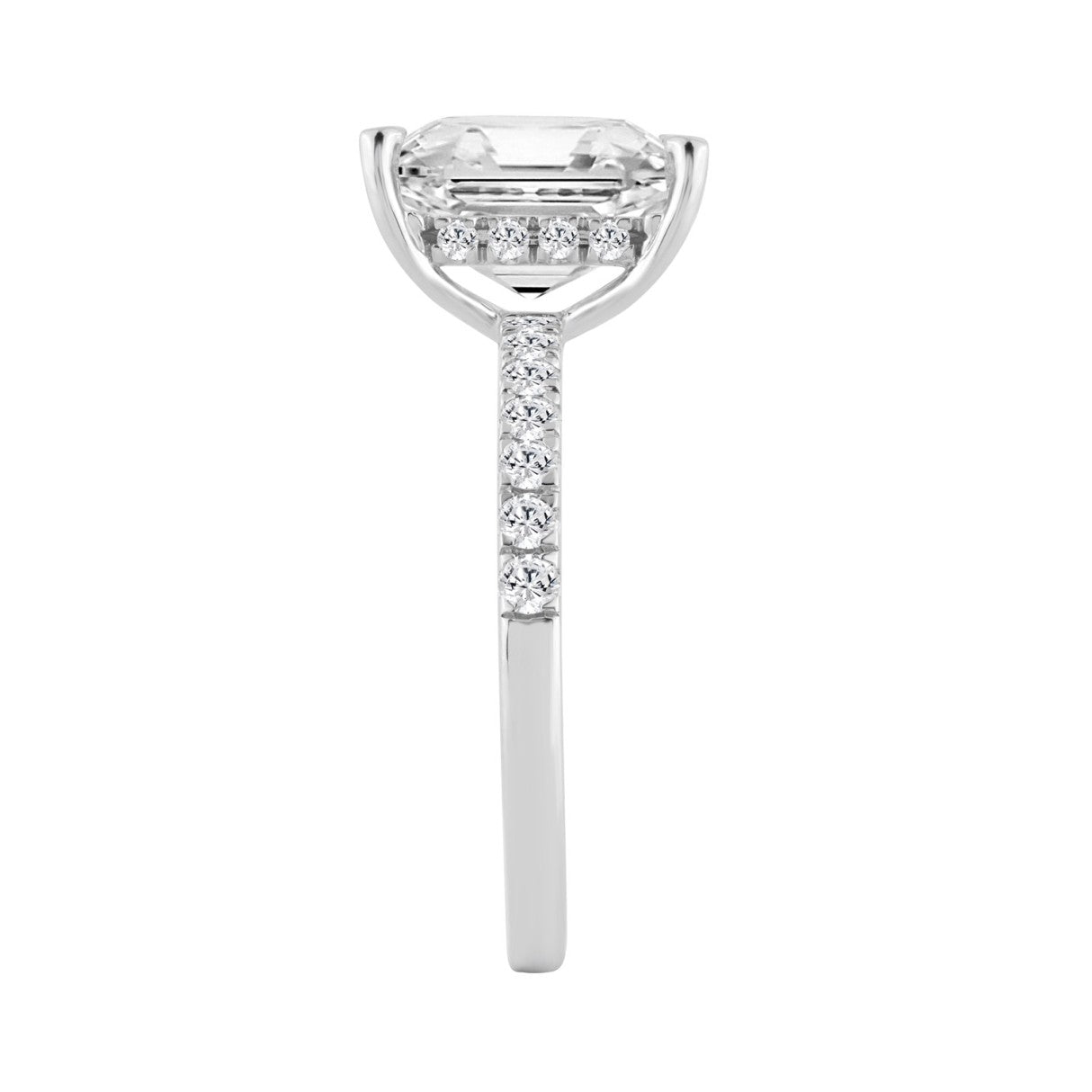 14K WHITE GOLD 3 1/2CT ROUND/RADIANT DIAMOND LADIES RING (CENTER STONE RADIANT DIAMOND 3CT)