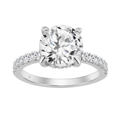 14K WHITE GOLD 3 1/2CT ROUND DIAMOND LADIES RING (CENTER STONE ROUND DIAMOND 3CT)