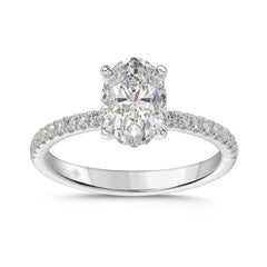 14K WHITE GOLD 1 3/4CT ROUND/OVAL DIAMOND LADIES RING (CENTER STONE OVAL DIAMOND 1 1/2CT)