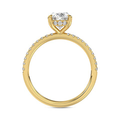 14K YELLOW GOLD 1 3/4CT ROUND/OVAL DIAMOND LADIES RING (CENTER STONE OVAL DIAMOND 1 1/2CT)