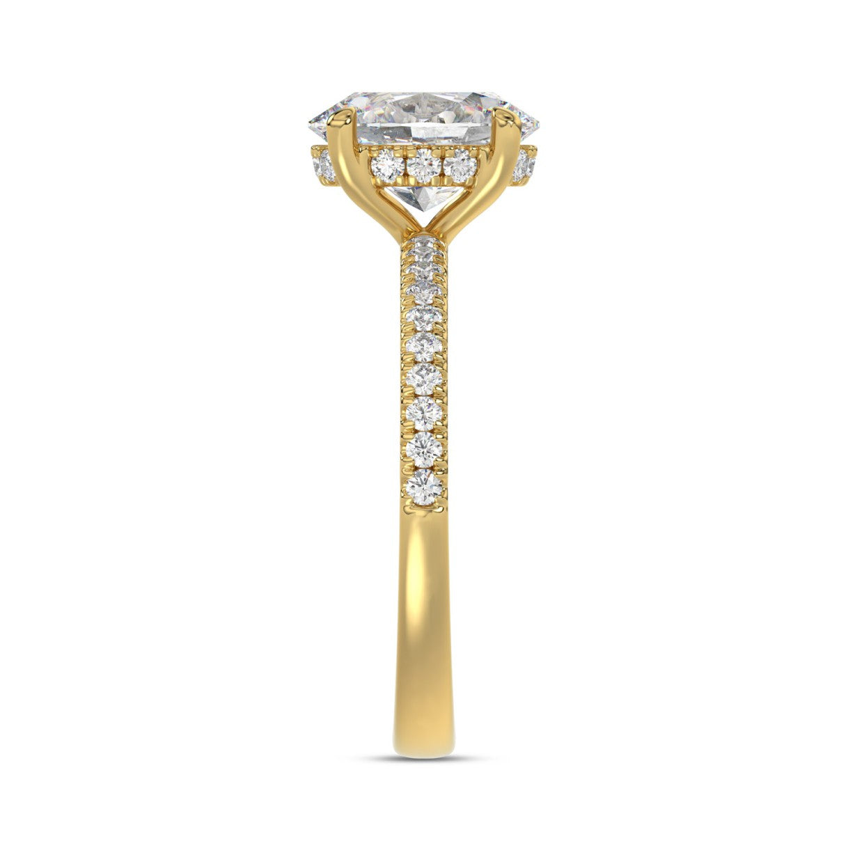 14K YELLOW GOLD 1 3/4CT ROUND/OVAL DIAMOND LADIES RING (CENTER STONE OVAL DIAMOND 1 1/2CT)