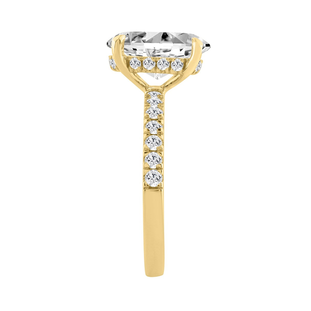 14K YELLOW GOLD 3 1/2CT ROUND/OVAL DIAMOND LADIES RING (CENTER STONE OVAL DIAMOND 3CT)