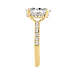 14K YELLOW GOLD 3 1/2CT ROUND/OVAL DIAMOND LADIES RING (CENTER STONE OVAL DIAMOND 3CT)