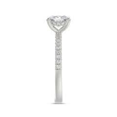 14K WHITE GOLD 1 3/4CT ROUND/CUSHION DIAMOND LADIES RING (CENTER STONE CUSHION DIAMOND 1 1/2CT)