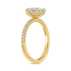 14K YELLOW GOLD 1 3/4CT ROUND/CUSHION DIAMOND LADIES RING (CENTER STONE CUSHION DIAMOND 1 1/2CT)