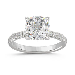 14K WHITE GOLD 3 1/2CT ROUND/CUSHION DIAMOND LADIES RING (CENTER STONE CUSHION DIAMOND 3CT)