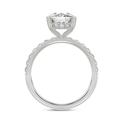 14K WHITE GOLD 3 1/2CT ROUND/CUSHION DIAMOND LADIES RING (CENTER STONE CUSHION DIAMOND 3CT)