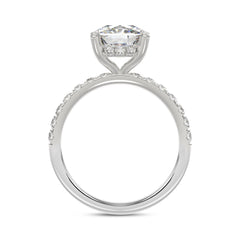14K WHITE GOLD 3 1/2CT ROUND/CUSHION DIAMOND LADIES RING (CENTER STONE CUSHION DIAMOND 3CT)