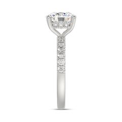 14K WHITE GOLD 3 1/2CT ROUND/CUSHION DIAMOND LADIES RING (CENTER STONE CUSHION DIAMOND 3CT)