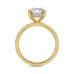 14K  YELLOW GOLD 3 1/2CT ROUND/CUSHION DIAMOND LADIES RING (CENTER STONE CUSHION DIAMOND 3CT)