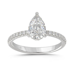 14K WHITE GOLD 1 3/4CT ROUND/PEAR DIAMOND LADIES RING (CENTER STONE PEAR DIAMOND 1 1/2CT)