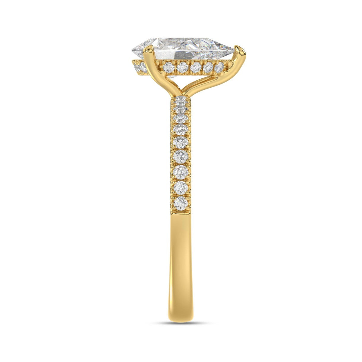 14K YELLOW GOLD 1 3/4CT ROUND/PEAR DIAMOND LADIES RING (CENTER STONE PEAR DIAMOND 1 1/2CT)