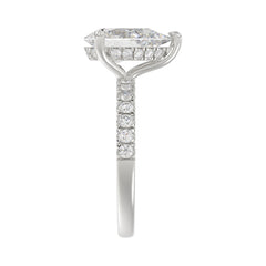 14K WHITE GOLD 3 1/2CT ROUND/PEAR DIAMOND LADIES RING (CENTER STONE PEAR DIAMOND 3CT)