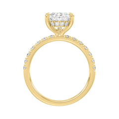 14K YELLOW GOLD 3 1/2CT ROUND/PEAR DIAMOND LADIES RING (CENTER STONE PEAR DIAMOND 3CT)